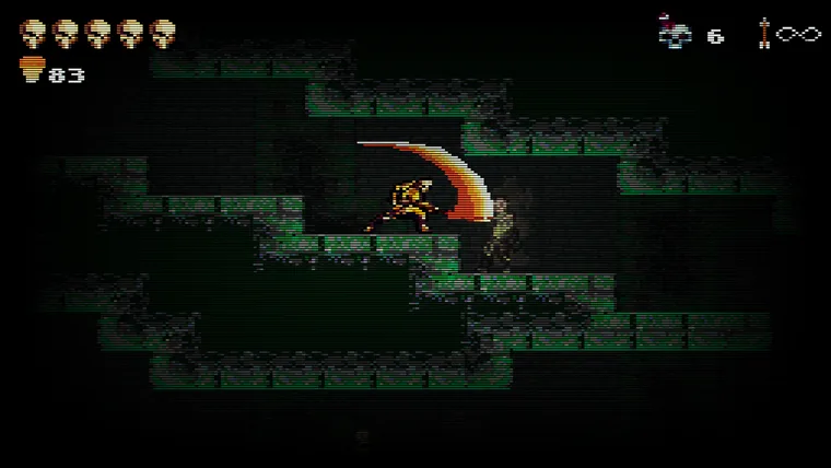 A sword arc through the mausoleum halls