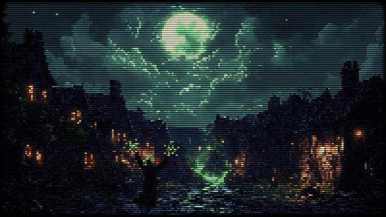 Hallowtown under a green moon