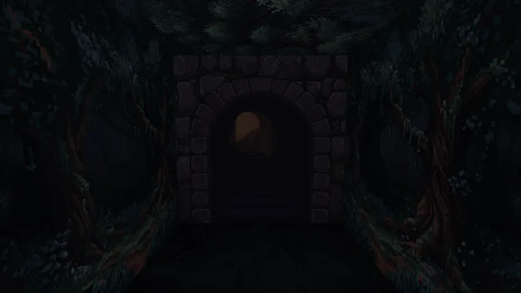 A barrow mouth in the deep wood